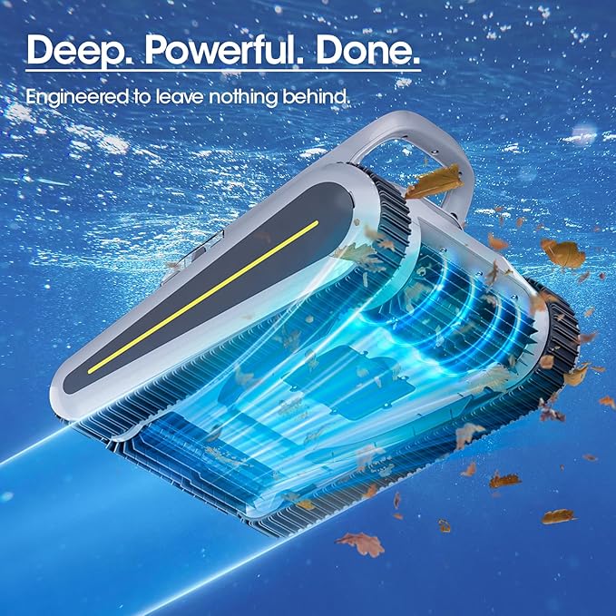 Cordless Robotic Pool Cleaner, Pool Vacuum 180W Brushless Motor, 45000Pa Suction, Wall & Waterline Climbing, Auto Path Mapping, for Inground & Above-Ground Pools up to 2150 Sq. Ft. (Gray)