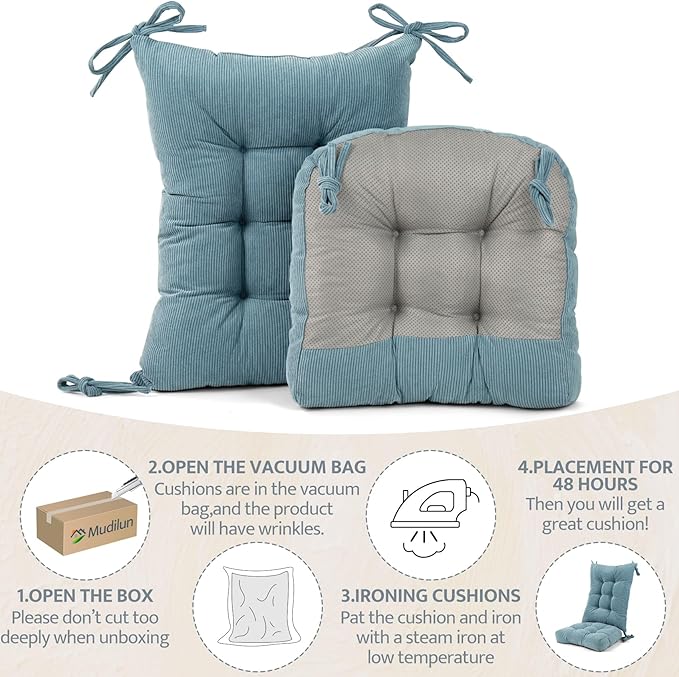 mudilun Rocking Chair Cushion Set - Non-Slip Tufted Rocking Chair Cushions with Ties Soft Indoor/Outdoor Wooden Rocking Chair Seat Pad for Porch Garden Cafe & Nursing