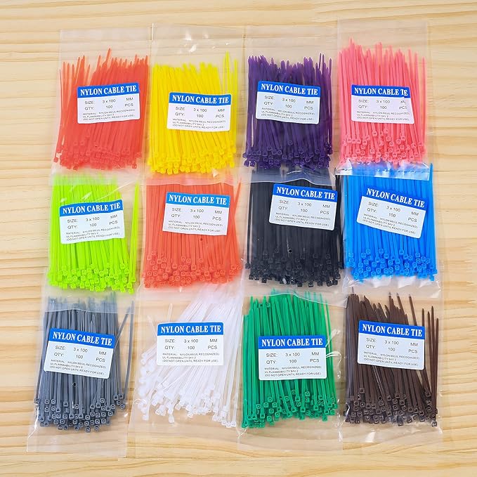 2400 Pcs Mixed Colored Zip Ties, 4 Inch Multicolor Self-Locking Nylon Cable Zip Ties, 12 Assorted Colorful Cable Ties Resistant for Home Office Garden Garage Workshop chicken leg bands