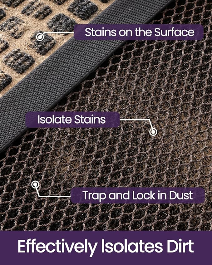 DEXI Front Door Mat Outside Entrance, 32x48 Welcome Entryway Doormat Dirt Trapper, Heavy Duty Non Slip Entry Mats for Patio Garage Porch Home, Dark Brown