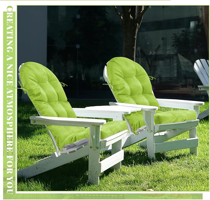 Geelin 4 Pcs Adirondack Chair Cushion High Back Patio Rocking Chair Cushion 44 x 19 x 4 Inch Tufted Weather Resistant Fade Resistant Seat for Patio Rocking Seat (Fruit Green)