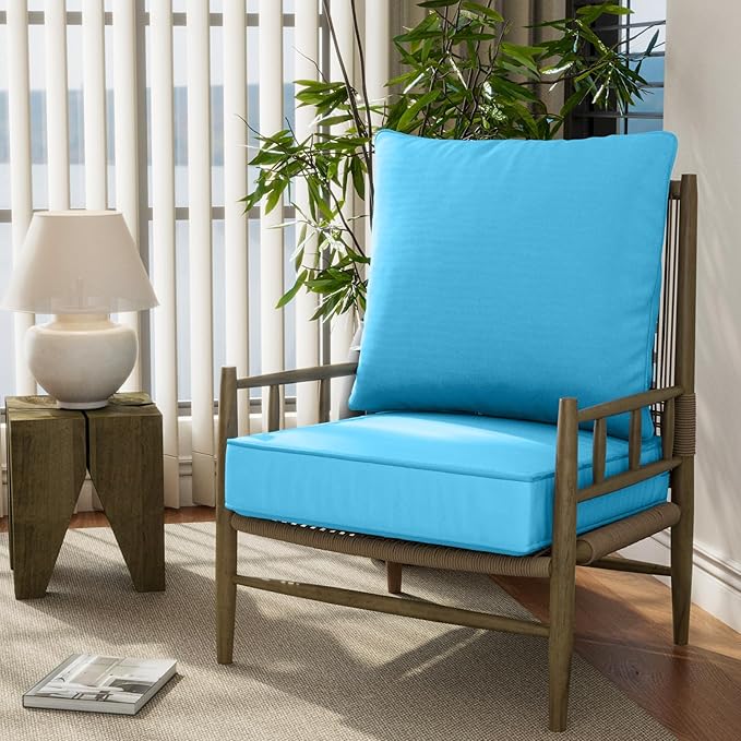 22" x 22" x 6" Outdoor Deep Seat Cushions Set - 4 Set Waterproof & Fade Resistant Patio Furniture Replacement Cushions, Non-Slip Outdoor Cushions Fit Loveseats, Couches, Chairs, and Sofas