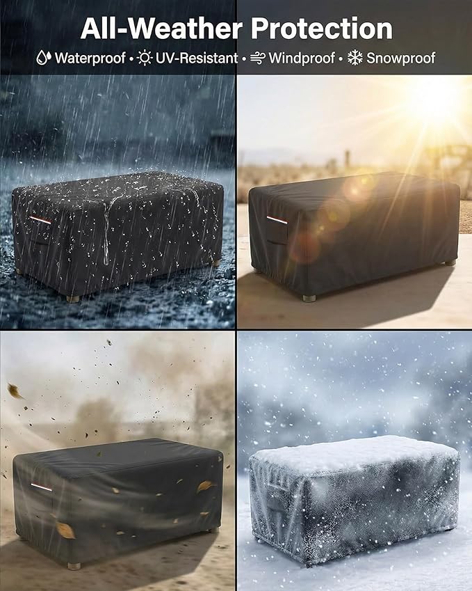 Waterproof Rectangular Patio Coffee Table Cover, 600D Heavy Duty Outdoor Furniture Cover, UV & Wind Resistant, 48×28×16 in All-Weather Protection for Patio & Garden Tables
