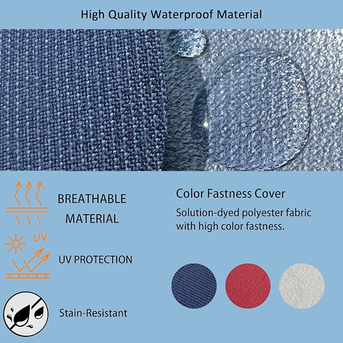 COZYVIDA Outdoor Dining Chair Cushion, Set of 1, 20" x 42",Water-Proof, UV-Resistant 1000+ Hrs, 30D Foam with Recycled Fiber Fill, YKK Zippers, Navy Blue-TPU