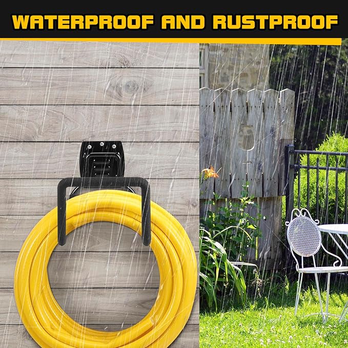 Garden Hose Holder, Metal Wall Mounted Water Hose Reel for Outside, Durable Hook Stand for Garden Hose Storage, Water Hose, Extension Cords, Flexable Hose Use (2Pack)