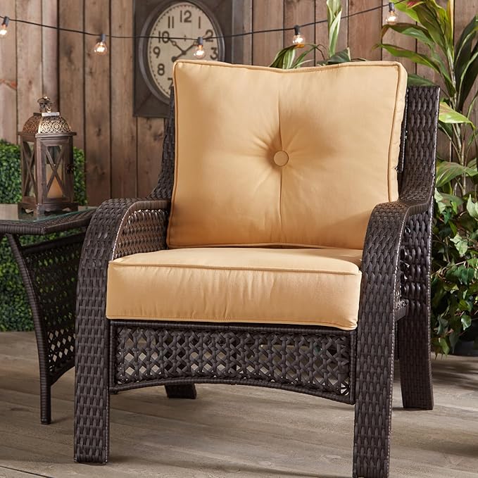 Greendale Home Fashions Outdoor 2-Piece Sunbrella Premium Deep Seat Cushion Set, Canvas Wheat