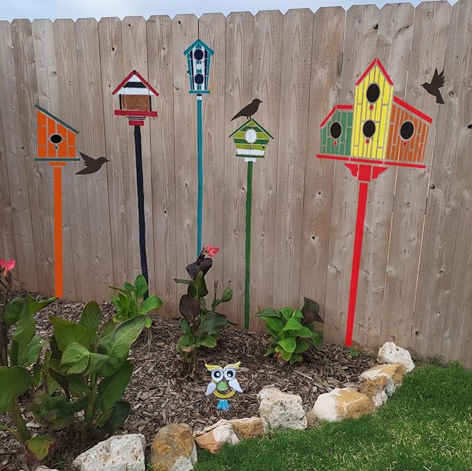 Garden Fence Stencils for Outdoor Large Bird House Stencils Reusable Drawing Stencil for Garden Fence Room Wall Wood Furniture