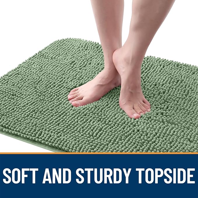 OLANLY Dog Door Mat for Muddy Paws 47x17, Absorbs Moisture and Dirt, Absorbent Non-Slip Washable Doormat, Quick Dry Chenille Mud Mat, Entry Indoor Entryway Carpet for Inside Floor, Olive Green