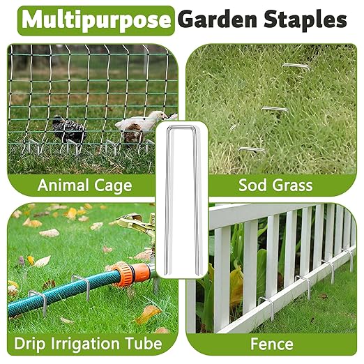 Heavy Duty 12 Inch Galvanized Landscape Staples Stakes, DUNPUTE 100 Pack 8 Gauge Garden Metal Stakes, Ideal for Weed Barrier Stakes, Drip Irrigation Tubing, Landscape Fabric, Lawn and Ground Securing