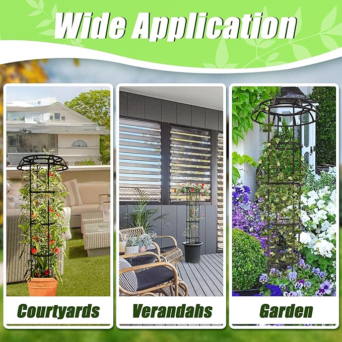 Garden Trellis for Climbing Plants Outdoor, 53 Inch Mushroom Top Trellis for Climbing Plants, Plant Trellis Support for Potted Plants Climbing Vine Rose Clematis Vegetable Trellis, 2 Pack
