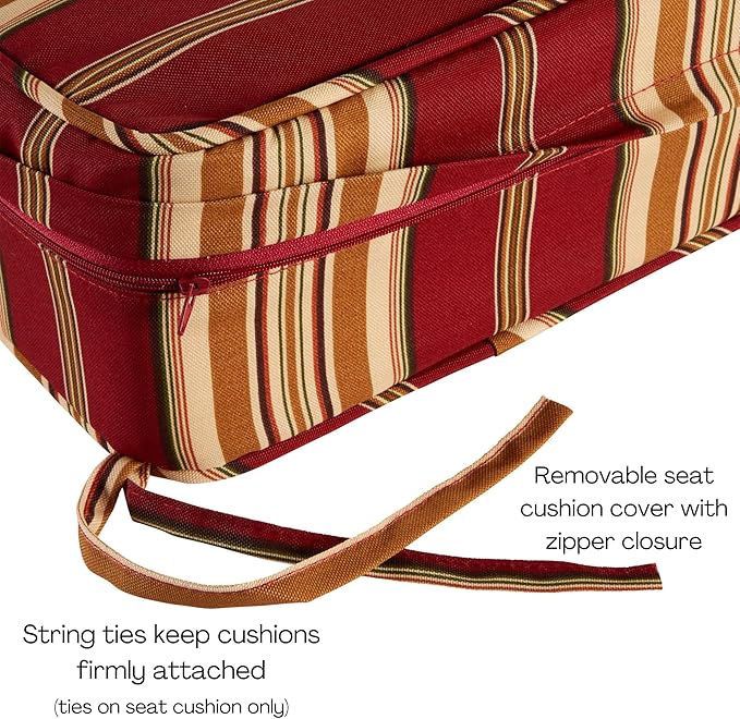 Greendale Home Fashions Outdoor Reversible 2-Piece Deep Seat Cushion Set, Tuscan Stripe