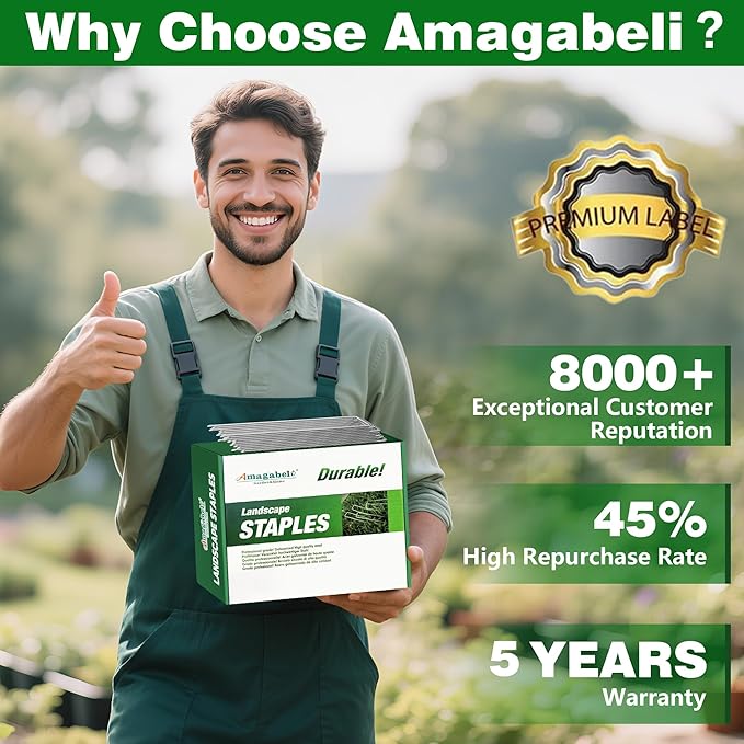 AMAGABELI GARDEN & HOME 4 Inch 100 Pack Galvanized Landscape Staples Garden Staples 12 Gauge Garden Stakes Plant Cover Stakes U-Shaped Landscape Stakes Landscape Pins for Weed Barrier Fabric