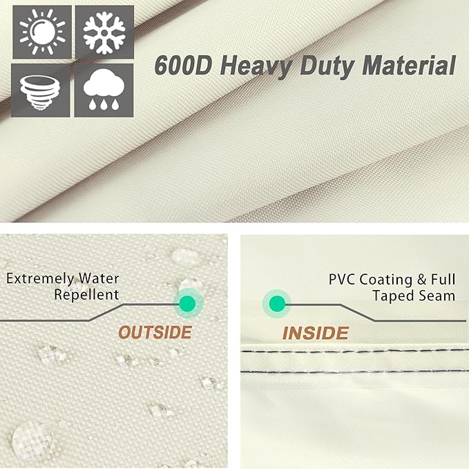 NettyPro Patio Chair Covers 34 Inch Waterproof 600D Heavy Duty Outdoor Seat Covers Set 4, Beige
