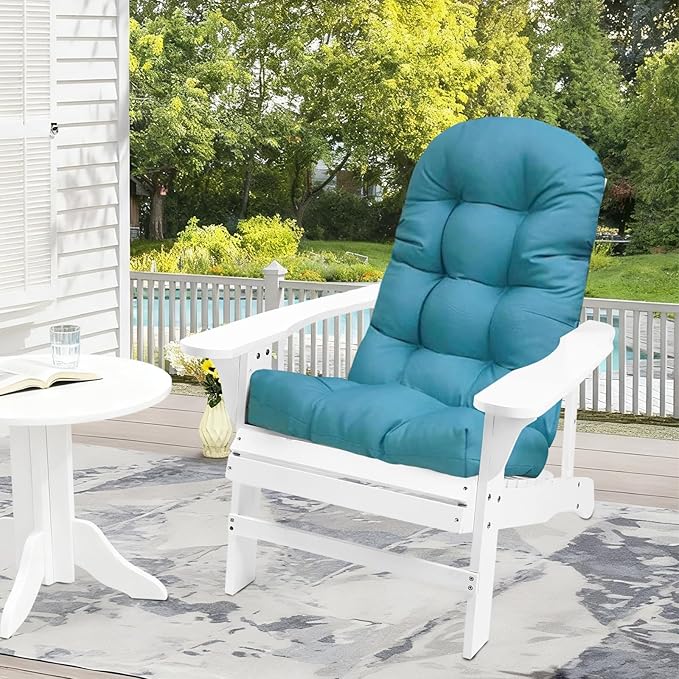 Outdoor Adirondack Chair Cushion with Elasticity Band Teal Blue Waterproof Thicken Tufted Patio Lawn Chair Cushions for Adirondack Chairs and Rocking Chair,43 * 20 * 3.9"