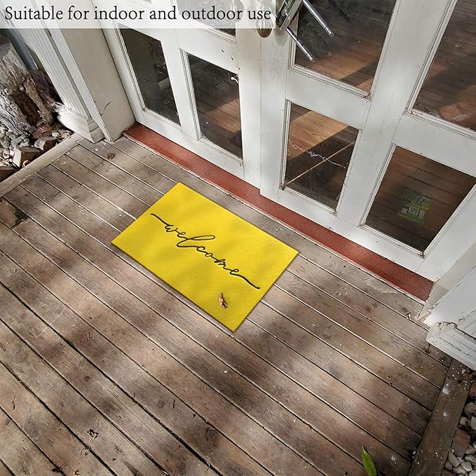 AAZZKANG Yellow Outdoor Mat Front Door Indoor Welcome Doormat,Anti Slip Rubber Door Mat,Quickly Absorb Mud Easy to Clean Entrance Mats