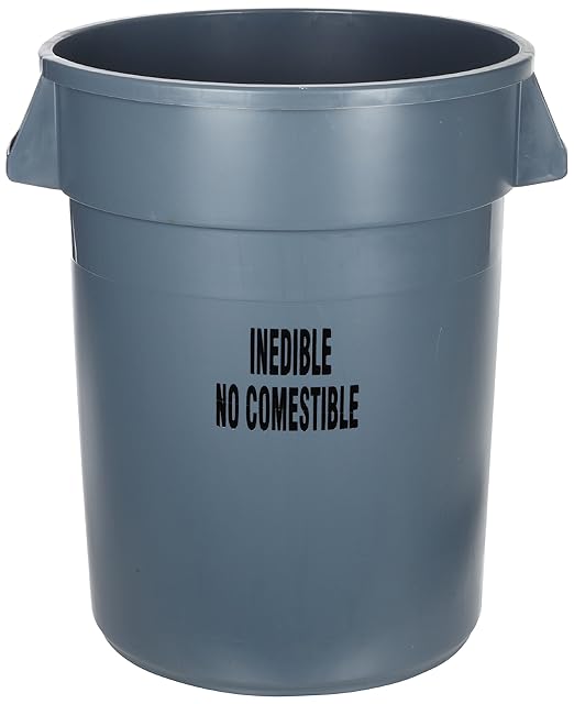 Rubbermaid Commercial Products Large Brute Trash Can/Garbage Container, 32-Gallon, Gray, Plastic Bin for Indoor/Outdoor/Garage/School/Festival