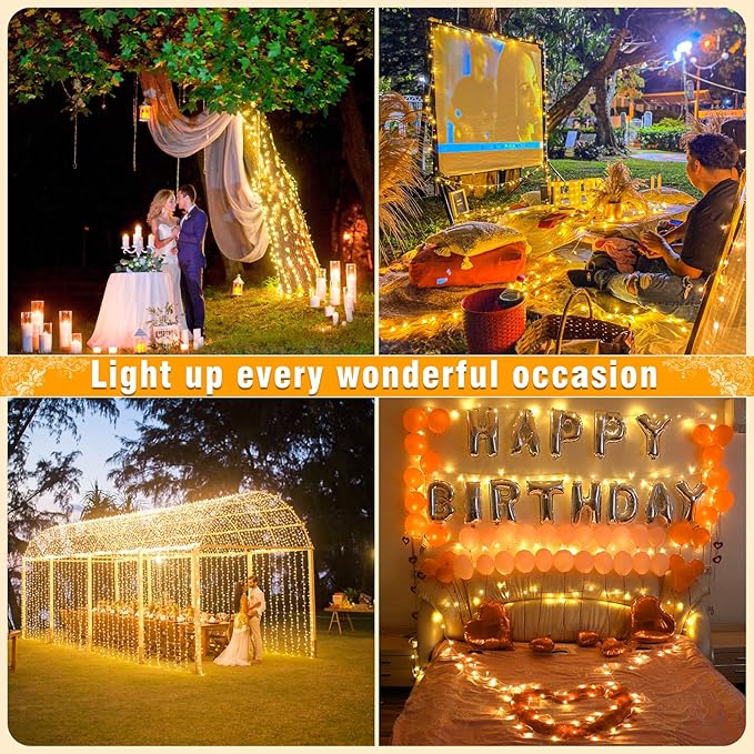 262FT 800 LED Outdoor String Lights, Warm White Extra Long Christmas String Lights Indoor with 8 Modes Waterproof, Plug in Fairy Twinkle Lights for Bedroom, House, Wedding, Party, Garden Decorations