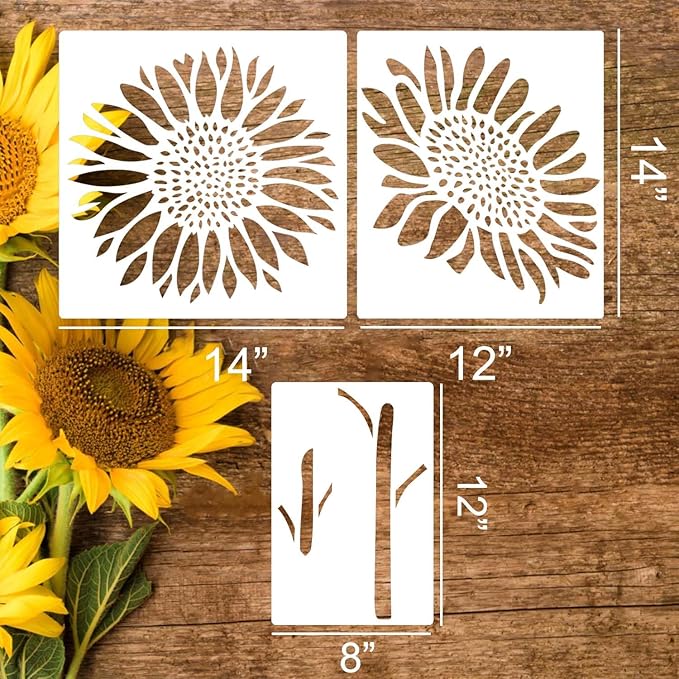 Large Flower Stencils for Wood Fence Sunflower Stencils for Painting Floral Stencil Templates for Walls Furniture Fabrics