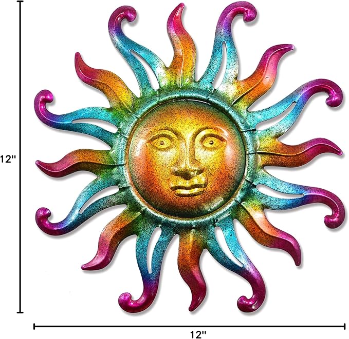 Miyolo Metal Sun Wall Decor Outdoor Sunface Yard Art for Porch Door Patio Garden Home Indoor Sculpture Decorations