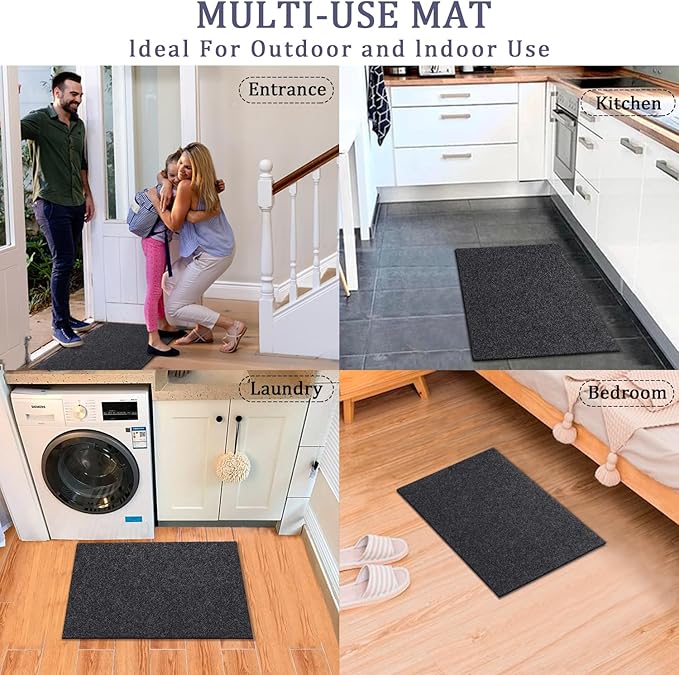 AAZZKANG Door Mat 2 Pack Non Slip Indoor Outdoor Doormat Utility Multi-Purpose Mats Ultra Absorb Mud Easy to Clean Welcome Mat for Entry,Front Door,High Traffic Areas Grey