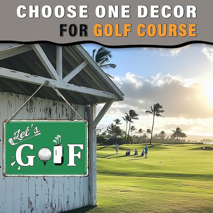 Let's Golf Funny Golf Ball Metal Tin Sign Wall Decor for Golf Country Club Cave Bar 8x12 Inch