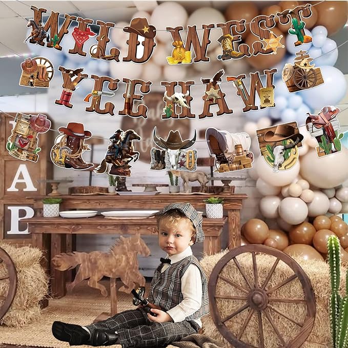 Western Party Decorations West Cowboy Banners Decorations Party Supplies Birthday Decor Decoration for Women Men Baby Shower The West Cow Boys Girls Cowgirl Rodeo