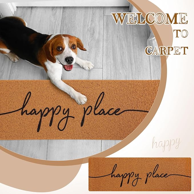 Long Doormat 48''x16'' Front Door Mat for Entrance Inside Outdoor Large Decorative Door Rug Welcome Mat for Outside Home Entry(Happy Place,Yellow)