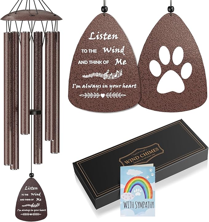 32" Memorial Sympathy Wind Chimes for Loss of Dog,Sympathy Memorial in Memory of Dog Gifts,Loss of Pet Sympathy Gift