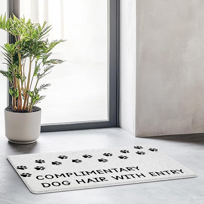 JINYO Dog Door Mat, Complimentary Dog Hair with Entry Funny Door Mat Indoor Outdoor Entrance Entryway Porch, Dog Welcome Mats, Puppy Paws Bath Mats for Bathroom, 17x30 Inch