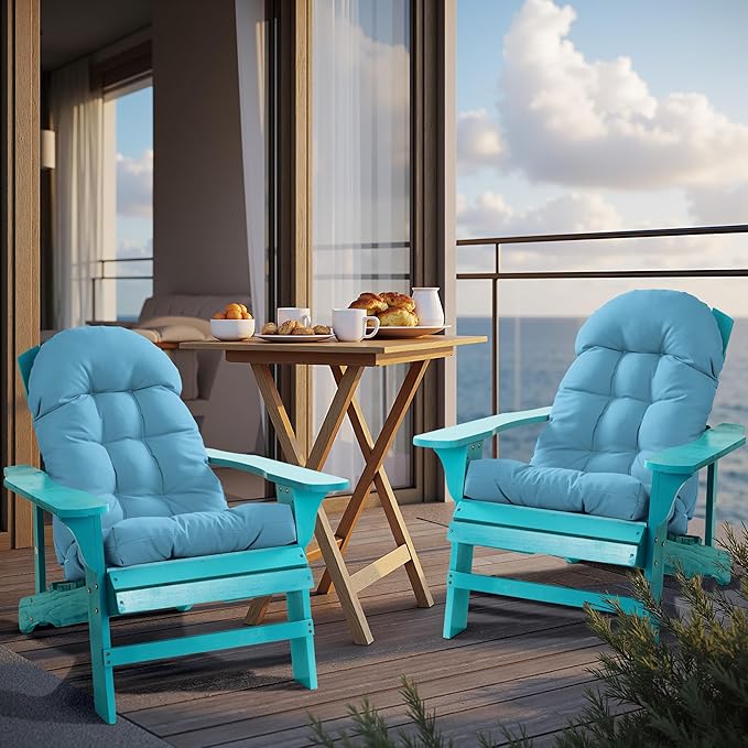 Adirondack Chair Cushion, Rocking Chair Cushion 44x19.4x4 inch, High Back Patio Cushions of Upper and Lower with Ties, Sunscreen and Fade-Resistant (Baltic Sea, 1)