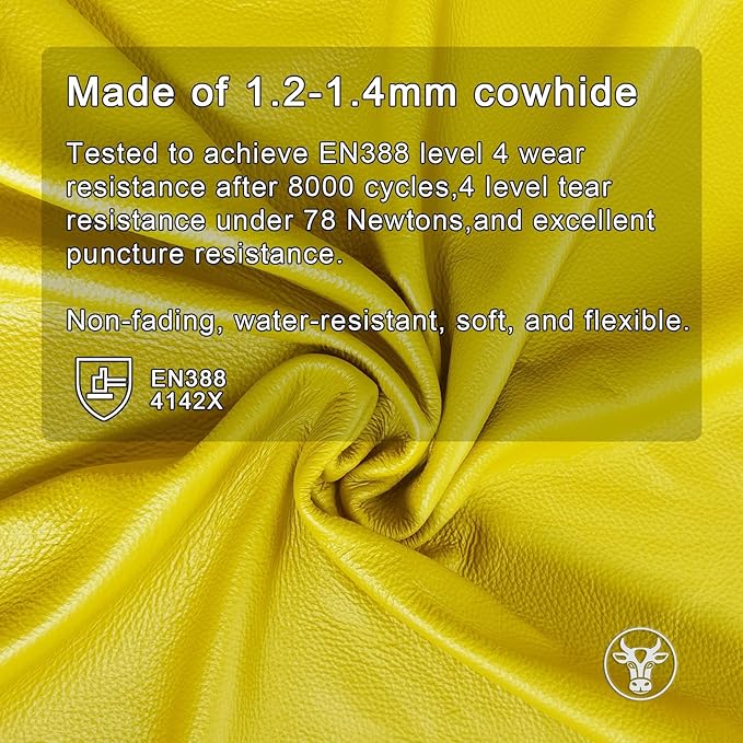 2 Pairs Leather Work Gloves for Men or Women, Non-fading Cowhide, for GardeningConstruction, Welding, Yardwork, driver