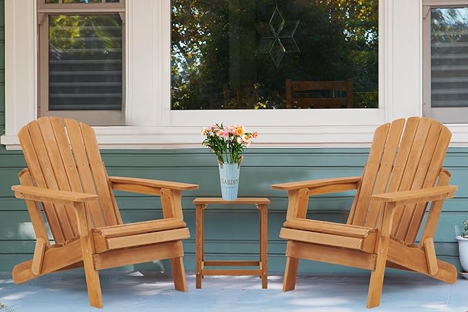 Oversized Wooden Folding Adirondack Chair with Pre-Assembled Backrest and Seat Board, Lounge Chair for Outdoor Patio Garden Lawn Backyard Firepit Deck Pool Beach
