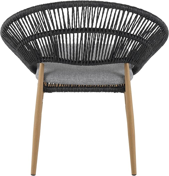 Christopher Knight Home Cyril Papasan Chair Set of 2, Patio Wicker Dining Chair, Patio Furniture Set, Comfy Reading Single Sofa with Cushion, Light Brown+Dark Gray