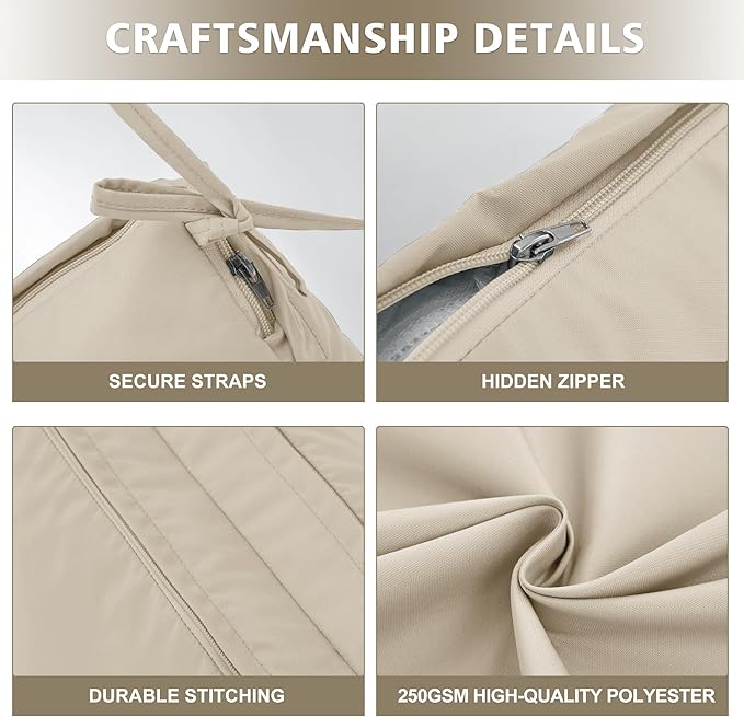 Chaise Lounge Cushion 80x26x3 Inch ?Set of 2 Outdoor Lounge Chair Cushions, Lounger Pad Replacement with Fade-Resistant, Removable & Machine-Washable Covers, Ideal for Patio Chaise Chairs, Cream