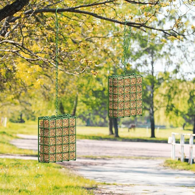 Bird Feeder for Outdoors, Suet Feeder Hanging Bird Feeder, Hanging for Garden Yard Outside - Single Suet Cake Feeders fo Attracting Birds