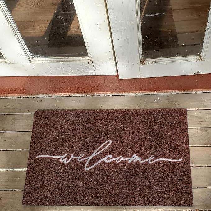 AAZZKANG Door Mat Outdoor Welcome Mat with Non Slip Rubber Backing Quickly Absorb Mud Easy to Clean Entry Doormat for Indoor High Traffic Areas Front Door