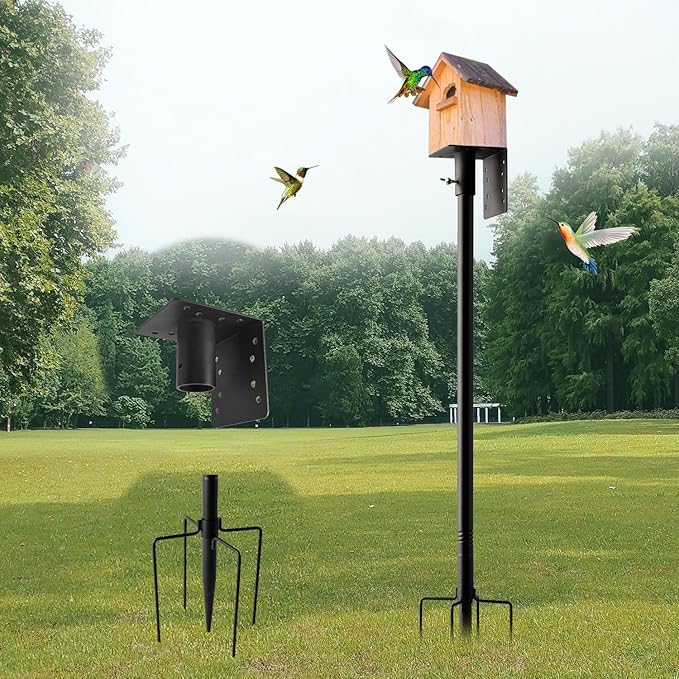 79-Inch Heavy-Duty Rustproof Bird Feeder Pole with 5-Prong Base - Splicable Adjustable Stand for Feeders, Birdhouses & Weather Stations, Enhances Birdwatching Experience (Bird House Not Included)
