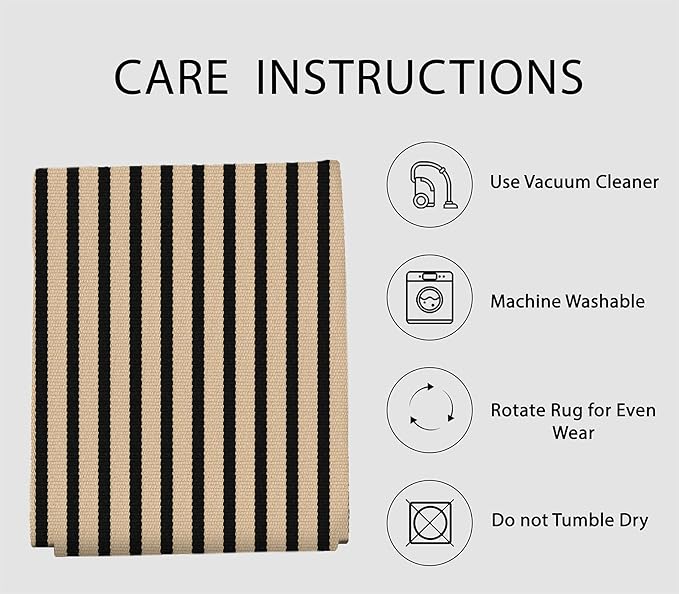 IOHOUZE Striped Area Rug 2'x3' Front Door Rugs Small Washable Area Rug for Front Porch, Spring Summer Welcome Door Mats Outdoor Indoor, Doormat for Entryway Porch Entrance, Tan/Black