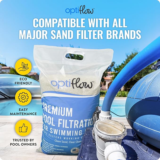 Intex 26643EG Krystal Clear 1500GPH Sand Filter Pump for Above Ground Pools Bundled with OptiFlow Premium Pure Silica Filter Sand, 50 lb Bag