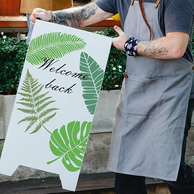 6PCS Large Leaf Stencils for Painting on Walls 16 x 12 Inch Plant Stencil with Brushes Palm Leaf Wall Stencil Tropical Leaves Stencils Plastic Drawing Templates for Wall Furniture Fabric