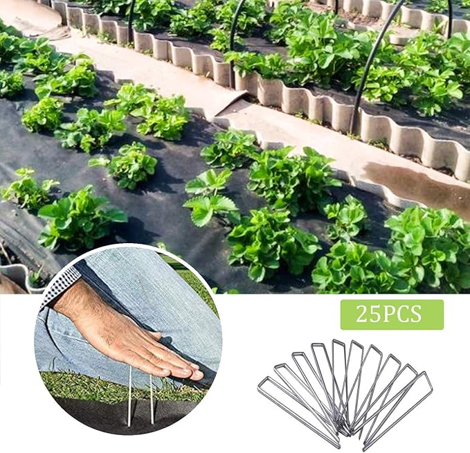 6 Inch Galvanized Garden Landscape Staples Stakes, 25 50 100 PCS Anti-Rust Garden Staples Tent Ground Stakes U-Shaped Landscape Pins for Secure Lawn Fabric, Decoration (25, 6 Inch)