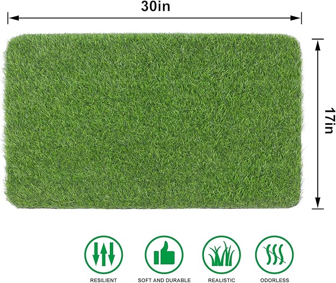 Artificial Grass Door Mat, Turf Grass Front Door Mats Outdoor/Indoor, Realistic Fake Grass Rug for Entrance, Dog, Patio, Camper, Home Decor, 17” x 30”