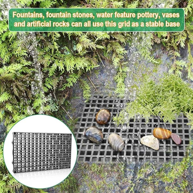 3 Pack Heavy Duty Fountain Basin Grate, 24"x 12" Pondless Waterfall Kit, Water Grid for Raised Beds, Rectangular Hide Reservoir Grates for Indoor & Outdoor Ponds, Waterfall Fountains, Water Gardens