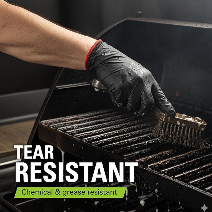 BBQ Gloves, 6 Heat Resistant Cotton Liners + 100 Disposable Nitrile Gloves for Barbecue, Grilling, Cooking, Smoker