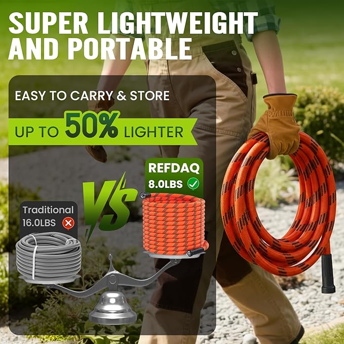 Garden Hose 100 ft, Water Hose Heavy Duty, Flexible Lightweight Non-Expanding Hose with 10 Function Sprayer, Leak-Proof, Burst-Resistant, High-Pressure, Anti-Kink, Garden Gifts for Men Women