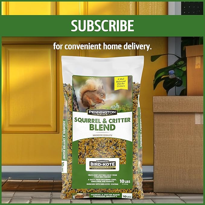 Pennington Pride Squirrel & Critter Blend,with Sunflower Seeds and Peanuts for Squirrels,Helps Keep Critters Away from Bird Feeders,10-lb. Bag,(Pack of 2)