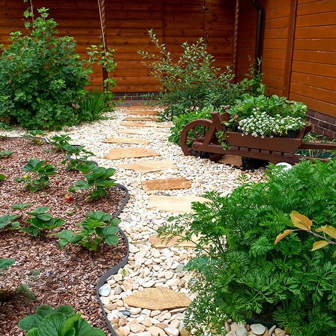 33FT Landscape Edging, 4in Tall Garden Edging Border with 50pcs Stakes Straight Top Edging for Yard Garden DIY Flower Beds Sidewalks Paver Edging, Grey