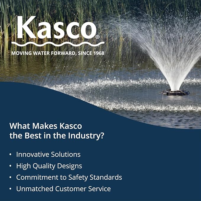 Kasco VFX Series Aerating Pond Fountain - 1/2 Horse Power 120V Single Phase with 100 ft Electric Power Cord | Pond Aerator Pump for Ponds & Lakes | Efficient Pond Aeration Systems