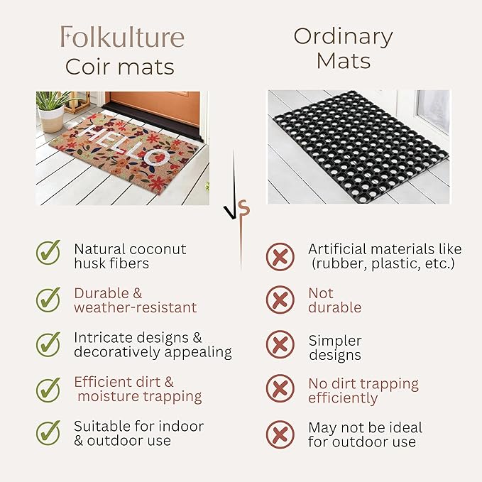 Folkulture Welcome Matt Outdoor | 16 x 28 Door Mats Outside Entrance | Rug for Front Doors | Welcome Mat Door Mats for Outside | Mats for Home Entryway Decor