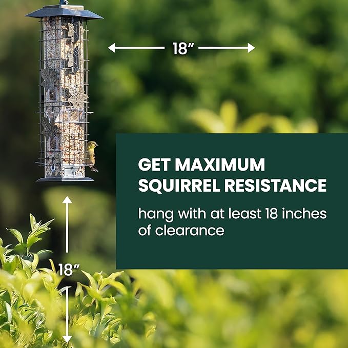 Perky-Pet 336-1SR Squirrel-Be-Gone Squirrel Proof Bird Feeder, 2LB, Outdoor Wild Bird Feeder with Weight-Activated Perches